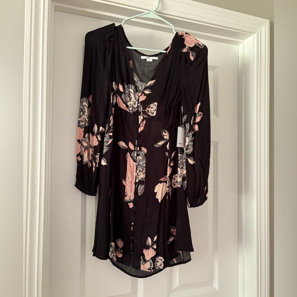 O'Neill Black Floral Long Sleeve Dress
